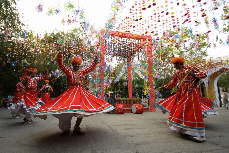 Jaipur: Rajasthani Folk Dancers perform at Diggi Palace ahead of Jaipur Literature Festival in Jaipur, on Jan 18, 2017. (Photo: Ravi Shankar Vyas/IANS) by .