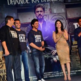 Mumbai: Filmmakers Rahul Dholakia, Ritesh Sidhwani, actors Shahrukh Khan, Sunny Leone and Nawazuddin Siddiqui during the success party of film Raees in Mumbai, on Jan 30, 2017. (Photo: IANS) by .