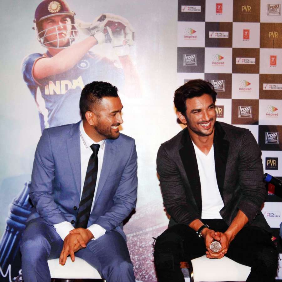 Indian One day and T20 format cricket captain MS Dhoni and actor Sushant Singh Rajput during the trailer launch of film M.S. Dhoni: The Untold Story in Mumbai on August 11, 2016. (Photo: IANS)