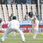 Hyderabad: Indian captain Virat Kohli plays a shot on the second day of the only test match between India and Bangladesh in Hyderabad on Feb. 10, 2017. (Photo: Surjeet Yadav/IANS) by .