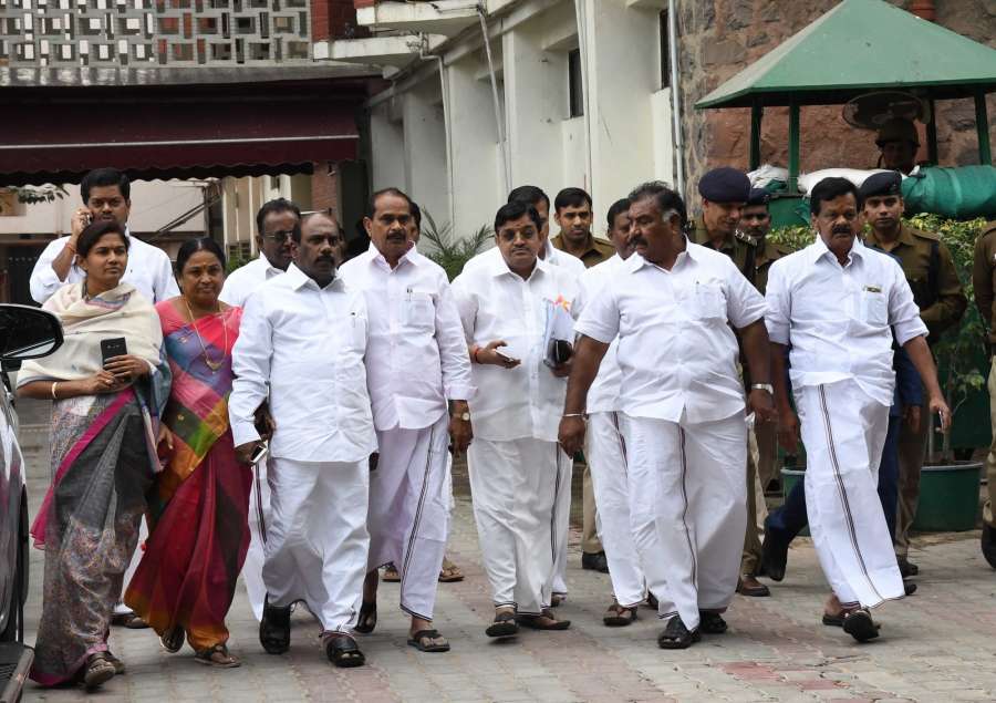 New Delhi: A delegation of AIADMK MPs led by Dr V Maitreyan comes out of the Election Commission in New Delhi, on Feb 16, 2017. (Photo: IANS) by .