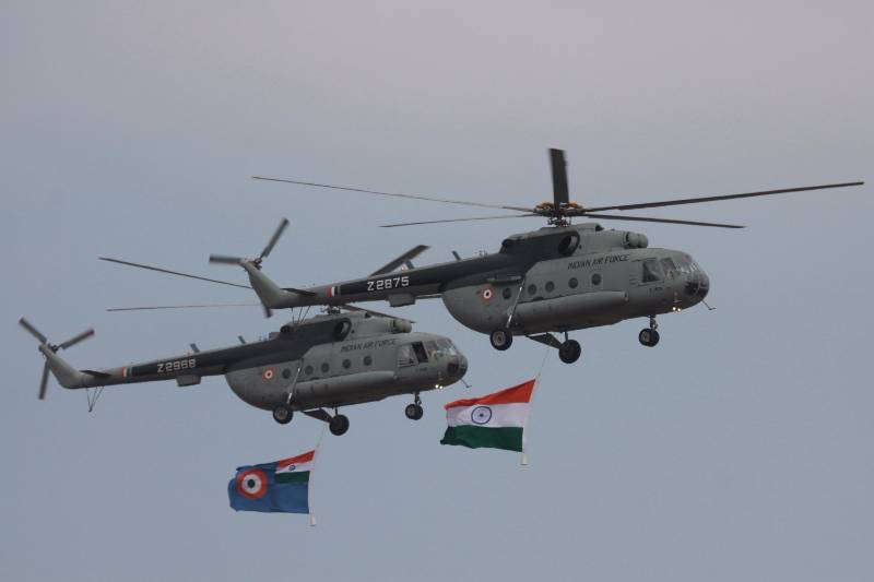 Bengaluru: IAF helicopters participate in Aero India 2017 at Yelahanka Air Force Station, Bengaluru on Feb 14, 2017. (Photo: IANS) by .
