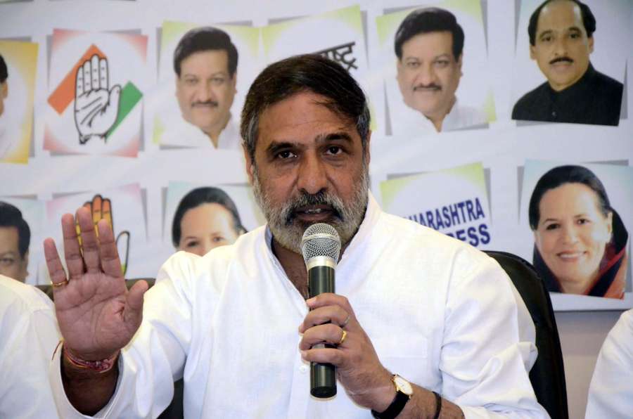 Union Commerce Minister Anand Sharma addressing media at a press conference with state Congress president Manikrao Thackeray at Gandhi Bhavan in Mumbai on April 19, 2014. (Photo: Sandeep Mahankal/IANS) by .
