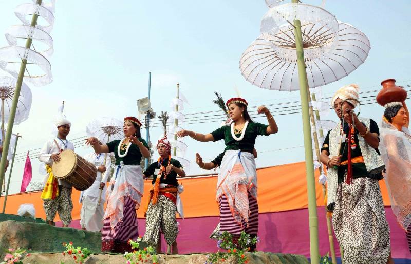 New Delhi: Artists rehearse for Republic Day Parade on the Manipur's tableau in New Delhi, on Jan 22, 2017. (Photo: Bidesh Manna/IANS) by .