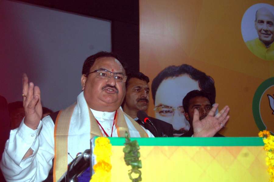 Agra: Union Health Minister JP Nadda addresses during a programme in Agra on Jan 10, 2017. (Photo: Pawan Sharma/IANS) by .