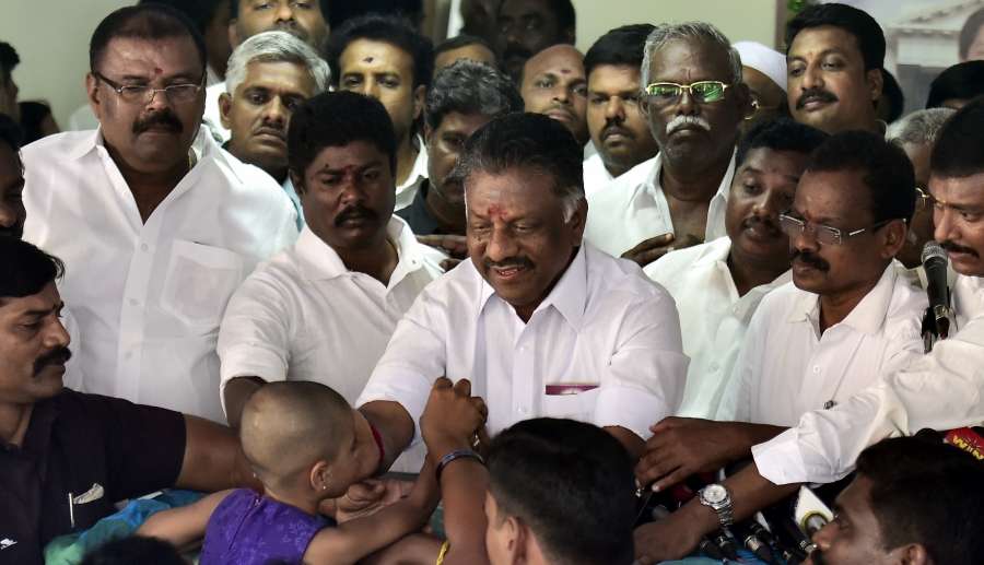Chennai: AIADMK leader O Panneerselvam at his residence in Chennai on Feb 10, 2017. (Photo: IANS) by .
