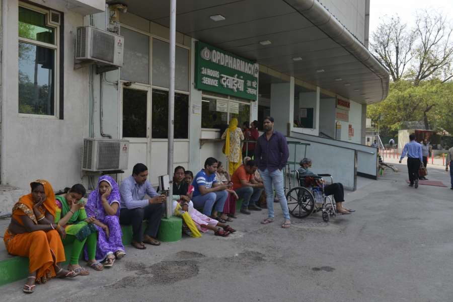 New Delhi: People inconvenienced outside Sir Ganga Ram Hospital as doctors go on strike to press for implementation of Violence Against Doctors Act, 2010, in New Delhi on March 24, 2017. (Photo: IANS) by .