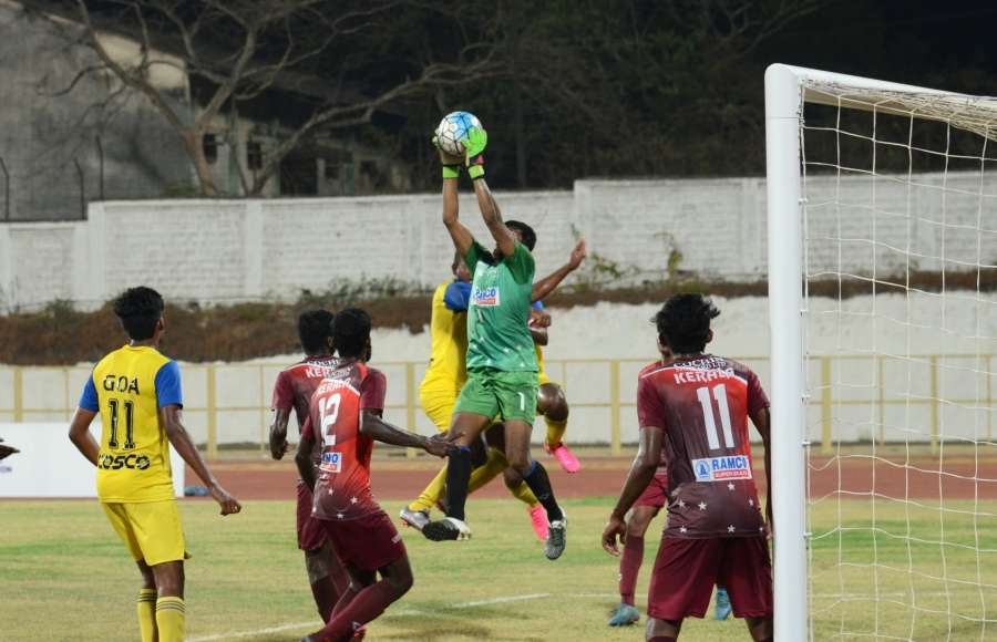 Bambolim: Players in action during the Santosh Trophy semifinals match between Goa and Kerala in Bambolim, Goa, on March 23, 2017. (Photo: IANS) by .