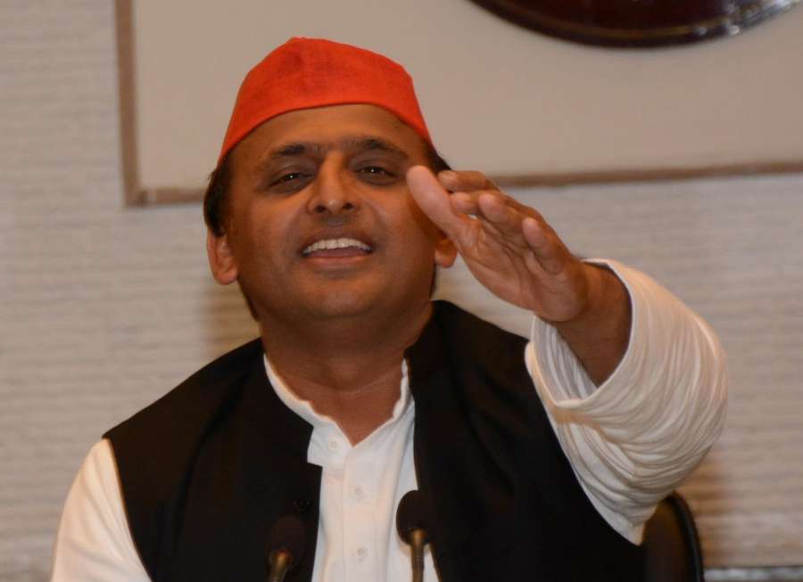 Lucknow: Uttar Pradesh Chief Minister and SP leader Akhilesh Yadav addresses a press conference regarding party's performance in the assembly elections in Lucknow on March 11, 2017. (Photo: IANS) by .