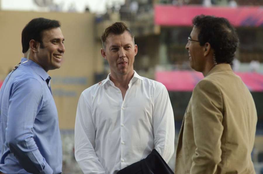 Mumbai: Commentators VVS Laxman, Bret Lee and Harsh Bhogle interacts at Wankhede Stadium ahead of a WT20 match between England and South Africa in Mumbai on March 18, 2016. (Photo: IANS) by .