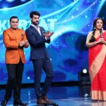 Mumbai: Actress Vidya Balan with television show host Karan Wahi and television actor Paritosh Tripathi on the sets of Sony TV's singing reality show Indian Idol season 9 to promote her film Begum Jaan in Mumbai on March 21, 2017. (Photo: IANS) by .
