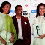 Mumbai: Congress leader Priya Dutt, Dr. Apoorva Shah, Founder of Richfeel and actress Manisha Koirala during the social cause campaign 'My Hair for Cancer' organised by Hair care brand Richfeel and Nargis Dutt Foundation in Mumbai on April 18, 2017. (Phot by .