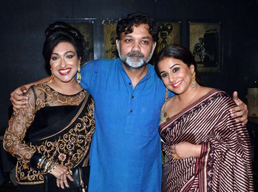 Kolkata: Actresses Vidya Balan and Rituparna Sengupta with filmmaker Srijit Mukherji during a programme in Kolkata on April 10, 2017. (Photo: IANS) by .