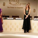 New Delhi: Union Textile Minister Smriti Irani and interior designer Sussanne Khan during fashion designer Sabyasachi Mukherjee's show organsied by FICCI FLO in New Delhi on April 8, 2017. (Photo: Amlan Paliwal/IANS) by .