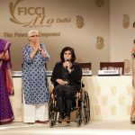New Delhi: Union Textile Minister Smriti Irani during fashion designer Sabyasachi Mukherjee's show organsied by FICCI FLO in New Delhi on April 8, 2017. (Photo: Amlan Paliwal/IANS) by .