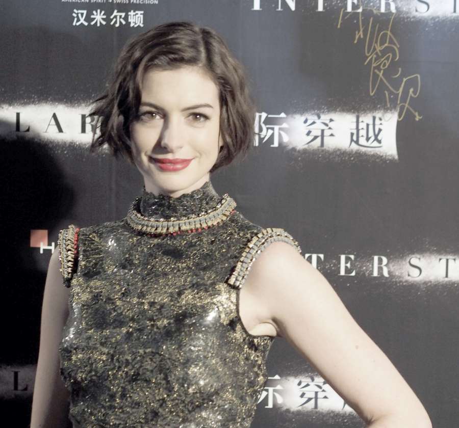 Oscar for Best Supporting Actress Anne Hathaway appeared at the Asia's premiere of the movie `Interstellar` in Shanghai Xintiandi. The film will be November 12 landed in mainland China. (Xinhua/Ren Longshe/IANS) by .