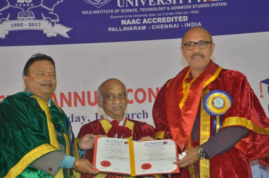 Hyderabad: Actor Sathyaraj receives doctorate from Vels University. (Photo: IANS) by .