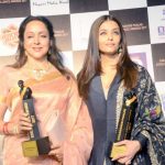 Mumbai: Hema Malini and Aishwarya Rai Bachchan with Dadasaheb Phalke award trophy in Mumbai on April 21, 2017. Hema Malini received the Kala Shree Award and Aishwarya Rai Bachchan received the Best Actress award. (Photo: Sandeep Mahankal/IANS) by .
