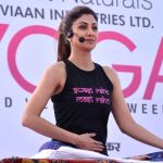 Jaipur: Actress Shilpa Shetty Kundra gives yoga tips during a two day yoga camp at SMS Investment Ground in Jaipur on April 22, 2017. (Photo: Ravi Shankar Vyas/IANS) by .