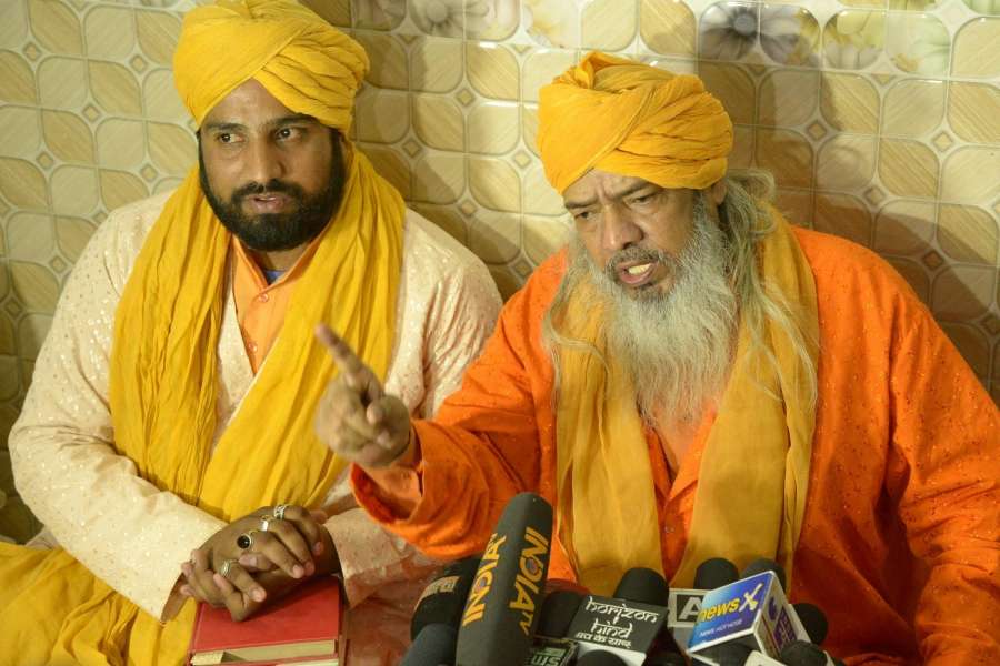 Ajmer: Ajmer Dargah Deevan Syed Zainul Abedin Ali Khan addresses a press conference in Ajmer on April 5, 2017. Also seen his son Naseeruddin Chishty. (Photo: Shaukat Ahmed/IANS) by .