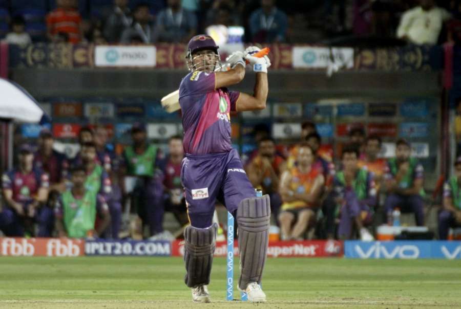 Pune: MS Dhoni of Rising Pune Supergiant in action during an IPL 2017 match between Rising Pune Supergiant and Sunrisers Hyderabad at Maharashtra Cricket Association Stadium in Pune on April 22, 2017. (Photo: IANS) by .