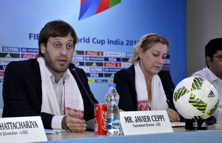 Guwahati: Local Organising Committee (LOC) Tournament Director Javier Ceppi and U-17 World Cup Event Manager Marion Mayer Vorfelder address a press conference regarding FIFA U-17 World Cup in Guwahati, on Oct 24, 2016. (Photo: IANS) by .