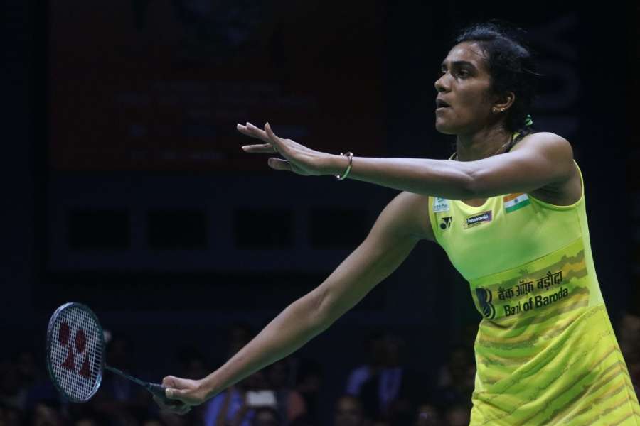New Delhi: Indian shuttler P.V. Sindhu in action against Carolina Marin of Spain during the final match of India Open 2017 at Siri Fort Sports Complex in New Delhi on April 2, 2017. (Photo: Bidesh Manna/IANS) by .