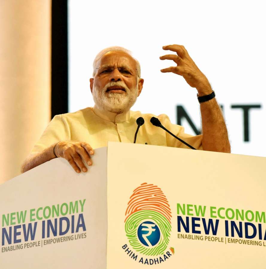 Nagpur: Prime Minister Narendra Modi addresses a 'Public Meeting', after launching of various projects and schemes in Nagpur, at Indoor Sports Complex, Mankapur, Nagpur on April 14, 2017. (Photo: IANS/PIB) by .