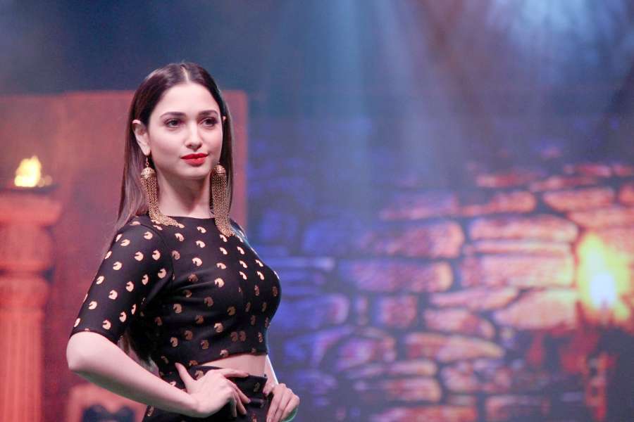 Mumbai: Actress Tamannaah Bhatia walk the ramp during the fashion show, The Conclusion, a collection inspired by the film Baahubali 2 in Mumbai on April 7, 2017. (Photo: IANS) by .