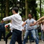 Chengdu: Indian actor Aamir Khan, left, takes part in a wrestling match with a local during his visit to Chengdu city in southwest China's Sichuan province, 20 April 2017. (Photo: Imaginechina/IANS) by .