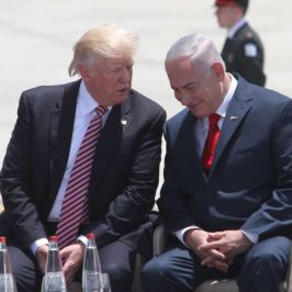 TEL AVIV, May 22, 2017 (Xinhua) -- U.S. President Donald Trump (L) speaks with Israeli Prime Minister Benjamin Netanyahu at Ben Gurion International Airport in Tel Aviv, Israel, on May 22, 2017. Trump has arrived in Ben Gurion Airport in Tel Aviv, kicking off his second leg of the Middle East visit in Israel and Palestine.(Xinhua/Gil Cohen Magen/IANS) (dtf) by .