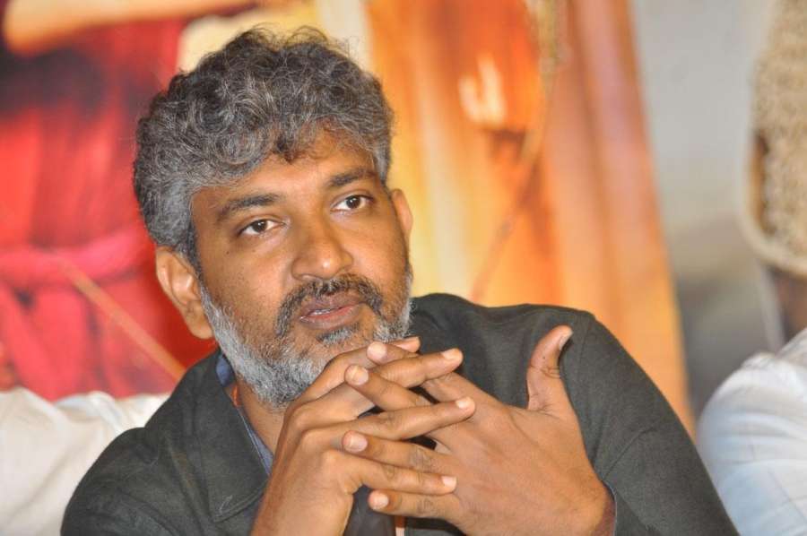 Hyderabad: Filmmaker S S Rajamouli during the trailer launch of film "Baahubali 2". (Photo: IANS) by .