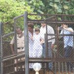 Mumbai: Actor Shah Rukh Khan along with his son AbRam geets his fans on the occasion of Eid-ul-Fitr at his residence in Mumbai on June 26, 2017. (Photo: IANS) by .