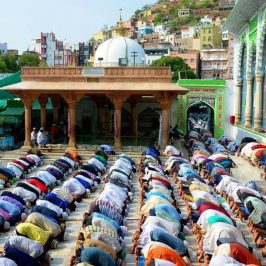 Ajmer: Muslims offer prayers on the occasion of Eid-ul-Fitr at Moinuddin Chishty Dargah in Ajmer on June 26, 2017. (Photo: Shaukat Ahmed/IANS) by .