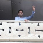 Mumbai: Bollywood actor Salman Khan greet his fans from his balcony on the occasion of Eid al-Fitr, in Mumbai, on June 26, 2017. (Photo: IANS) by .
