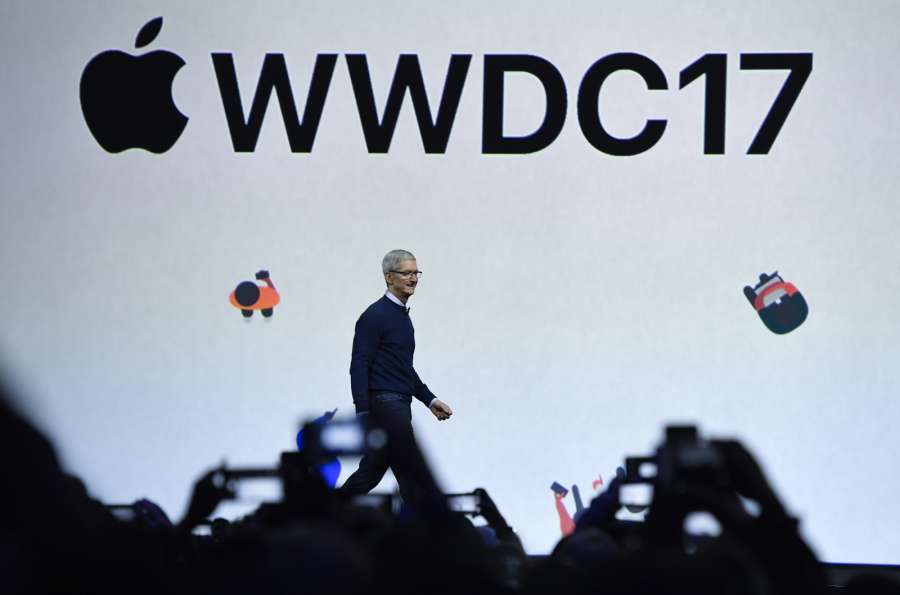 SAN JOSE, June 6, 2017 (Xinhua) -- Apple's Chief Executive Officer (CEO) Tim Cook announces new products at the Worldwide Developers Conference (WWDC) in San Jose, California, the United States, on June 5, 2017. Apple Inc. introduced Monday a music speaker, its first new hardware since Apple Watch was rolled out two years ago, at an annual gathering of software developers. (Xinhua/IANS) (hy) by .