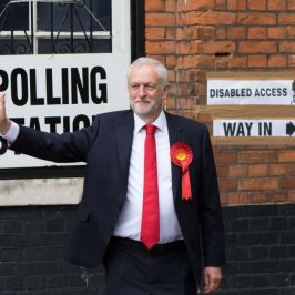 LONDON, June 8, 2017 (Xinhua) -- Leader of Britain's main opposition Labour Party Jeremy Corbyn gestures in front of a polling station in London, Britain on June 8, 2017. (Xinhua/Richard Washbrooke/IANS) (lrz) by .