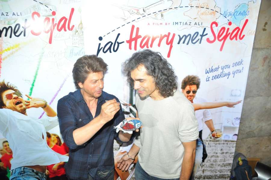 Mumbai: Actor Shah Rukh Khan and filmmaker Imtiaz Ali during the mini trailer launch of film Jab Harry Met Sejal in Mumbai, on June 16, 2017. (Photo: IANS) by .