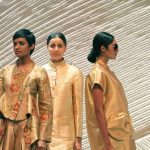 Gandhinagar: Models walk the ramp at the India Handloom Brand fashion show on second day of the Indian Textiles 2017 at Mahatma Mandir in Gandhinagar on July 2, 2017. by .