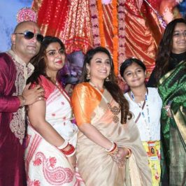 Mumbai: Actors Rani Mukherjee and Jyoti Mukherjee at North Bombay Sarbojanin Durga Puja Samiti's Maha Navami Puja during Durga Puja celebrations in Mumbai on Sept 29, 2017. (Photo: IANS) by .