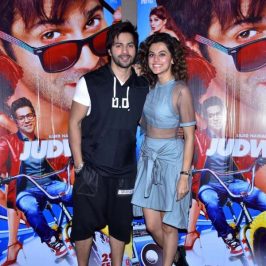 Jaipur: Actors Varun Dhawan and Taapsee Pannu during a press conference to promote their upcoming film "Judwaa 2" in Jaipur on Sept 7, 2017. (Photo: Ravi Shankar Vyas/IANS) by .