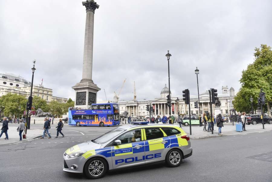 LONDON, Sept. 16, 2017 (Xinhua) -- A police vehicle patrols on a street in London, Britain on Sept. 16, 2017. British Prime Minister Theresa May said Friday that the terror threat level is raised to critical, which means a further terrorist attack in Britain may be imminent. (Xinhua/Stephen Chung/IANS) by .