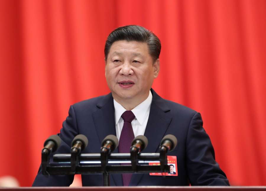 BEIJING, Oct. 18, 2017 (Xinhua) -- Xi Jinping delivers a report to the 19th National Congress of the Communist Party of China (CPC) on behalf of the 18th Central Committee of the CPC at the Great Hall of the People in Beijing, capital of China, Oct. 18, 2017. The CPC opened the 19th National Congress at the Great Hall of the People Wednesday morning. (Xinhua/Ma Zhancheng/IANS) by .