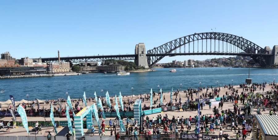 SYDNEY, Sept. 17, 2017 (Xinhua) -- Participants jog during the Bridge Run of the Sydney Running Festival in Sydney, Australia, on Sept. 17, 2017. Around 34,000 runners took part in the event. (Xinhua/Bai Xuefei/IANS) by .