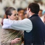 New Delhi: Congress President Rahul Gandhi shares a warm moment with her mother UPA Chairperson Sonia Gandhi during the 84th plenary session of Indian National Congress at Indira Gandhi Indoor Stadium in New Delhi on March 17, 2018. (Photo: IANS/Twitter/@INCIndia) by .