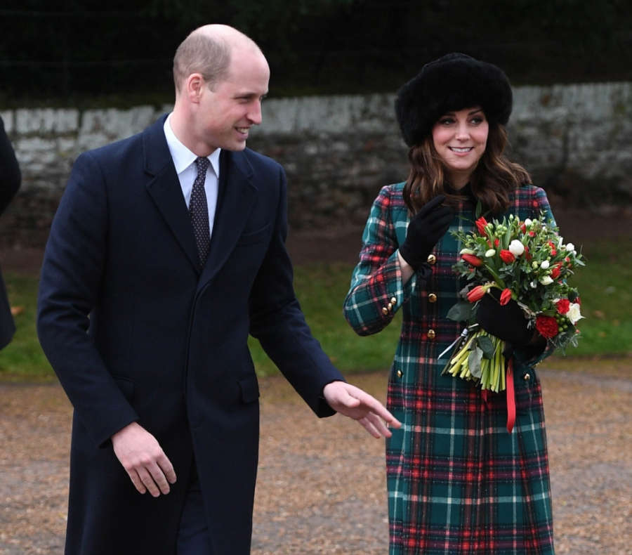 SANDRINGHAM (BRITAIN), Dec. 26, 2017 (Xinhua) -- Prince William, the Duke of Cambridge, and his wife Catherine, the Duchess of Cambridge attend Christmas Day Church service at Church of St Mary Magdalene in Sandringham, Britain, on Dec. 25, 2017. (Xinhua/ by Xinhua.