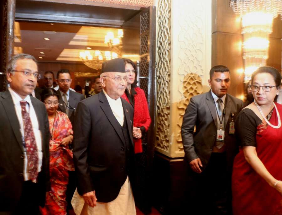 New Delhi: Nepal's Prime Minister KP Sharma Oli at India-Nepal Business Forum in New Delhi on April 6, 2018. (Photo: IANS) by .