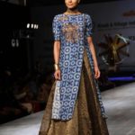 New Delhi: A model showcases creation of fashion designer Poonam Bhagat collections at FDCI Fashion Show "Khadi - Transcending Boundaries" in collaboration with KVIC as a part of SME Convention 2018 hosted by MSME, in New Delhi, on April 23, 2017. (Photo: Amlan Paliwal/IANS) by .