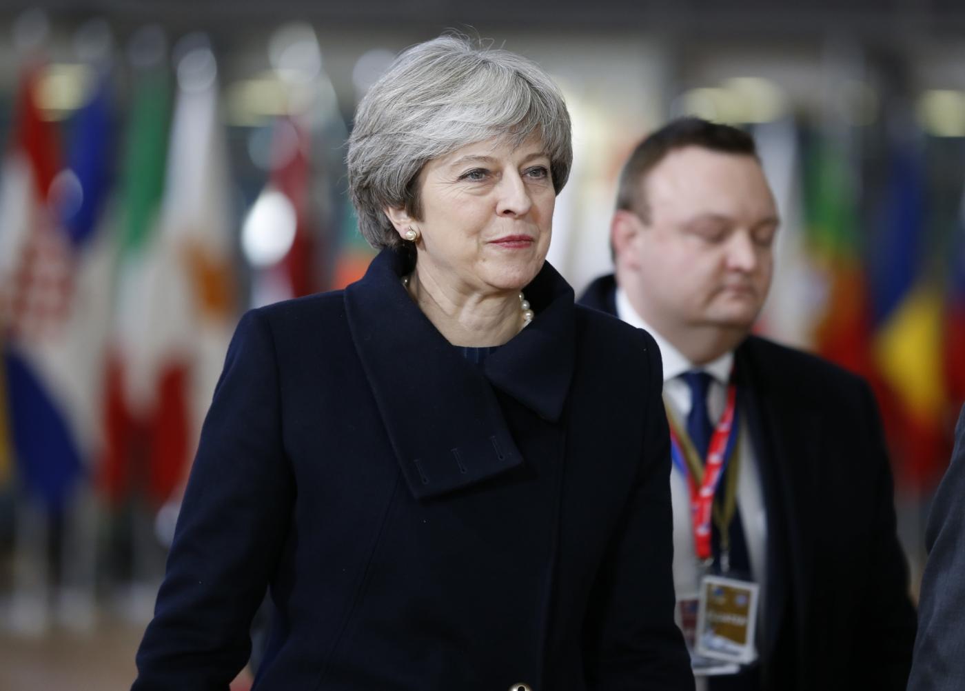 BRUSSELS, Dec. 14, 2017 (Xinhua) -- British Prime Minister Theresa May arrives at the EU headquarters for an EU Summit in Brussels, Belgium, Dec. 14, 2017. (Xinhua/Ye Pingfan/IANS) by .