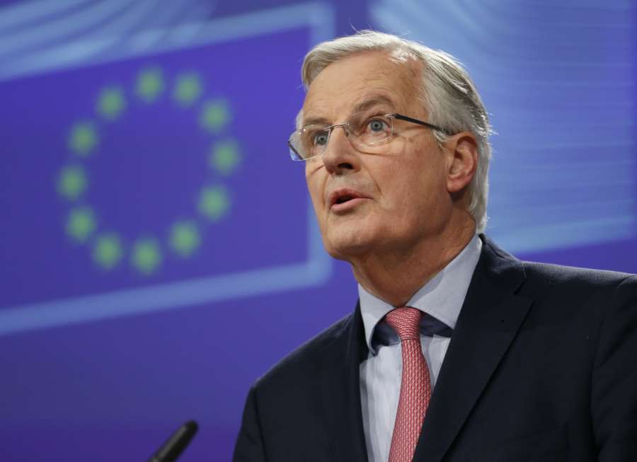 BRUSSELS, Feb. 9, 2018 (Xinhua) -- European Union's chief Brexit negotiator Michel Barnier addresses a press conference about the next phase of negotiations with the UK at EU Commission headquarters in Brussels, Belgium, Feb. 9, 2018. (Xinhua/Ye Pingfan/IANS) by .